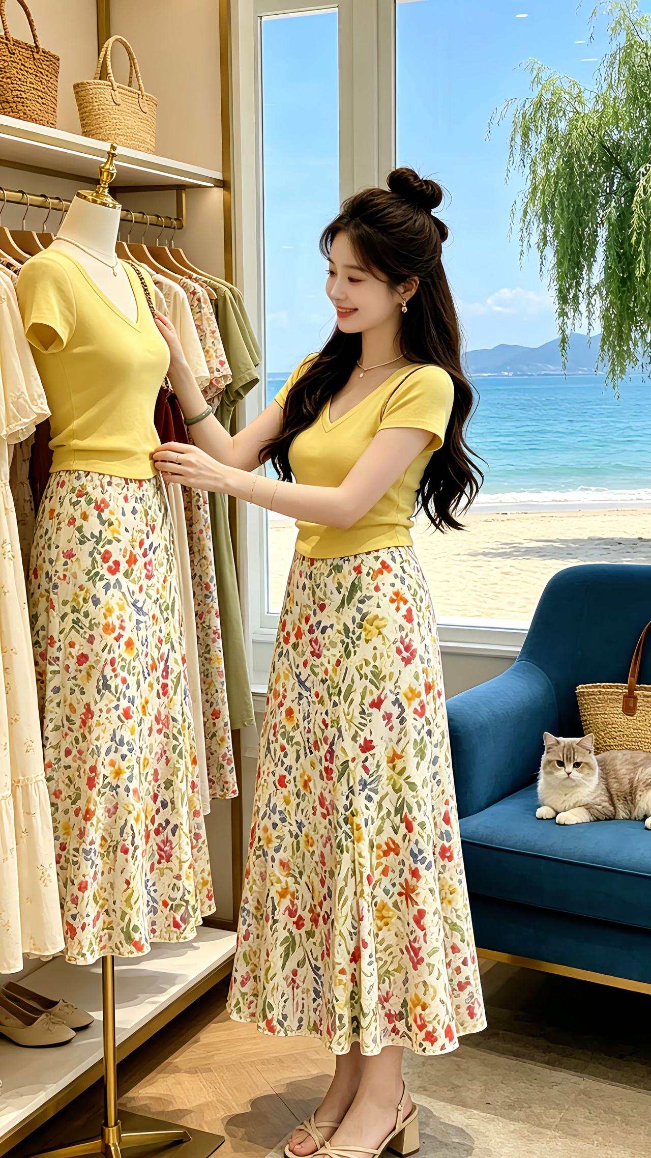 夏日穿搭 适合度假穿的碎花裙 夏日氛围感穿搭 女生不费力的夏季穿搭 夏日显瘦穿搭