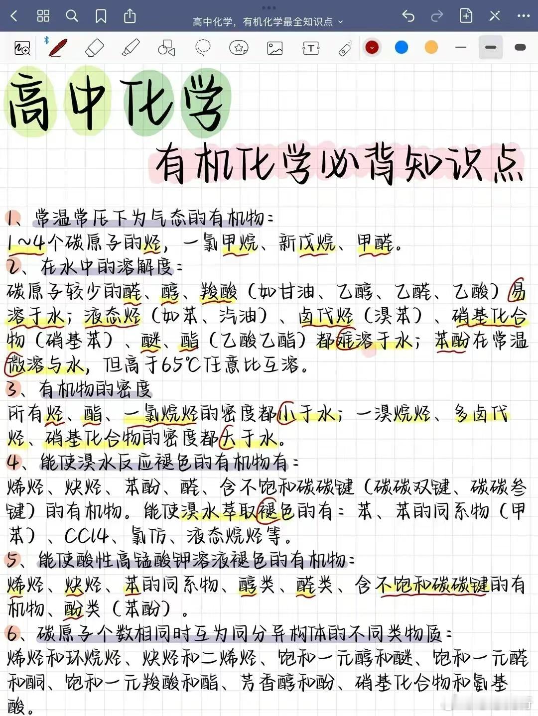 高考化学有机化学必背知识点以及实验基础必看知识点总结 ​​​