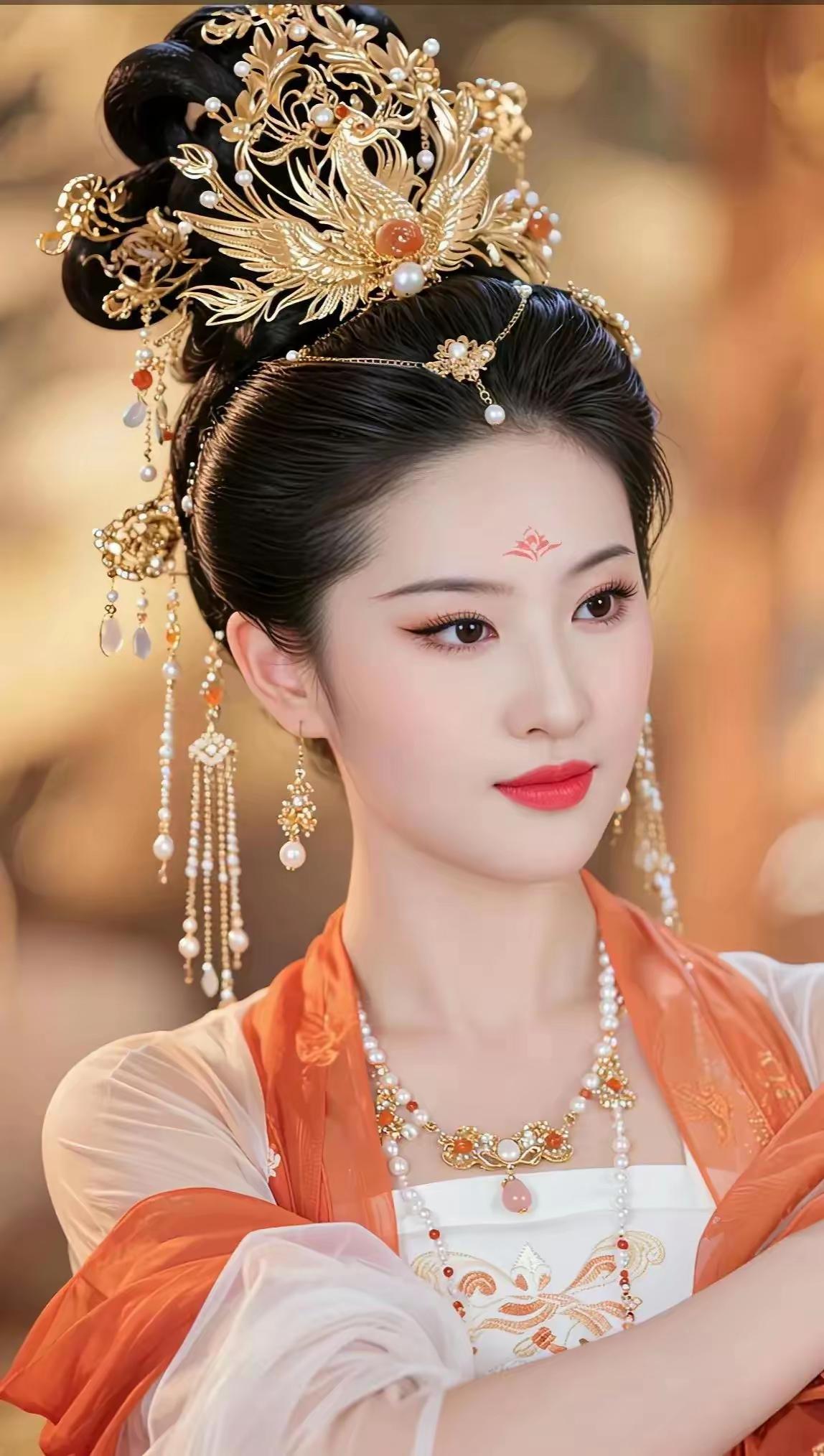 金钗玉簪映红妆，古韵犹存。