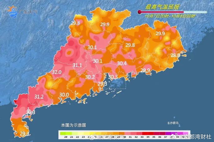 #广深最高温重回3字头#【最新预计：广州、深圳最高温将重回3字头】今天（10月8