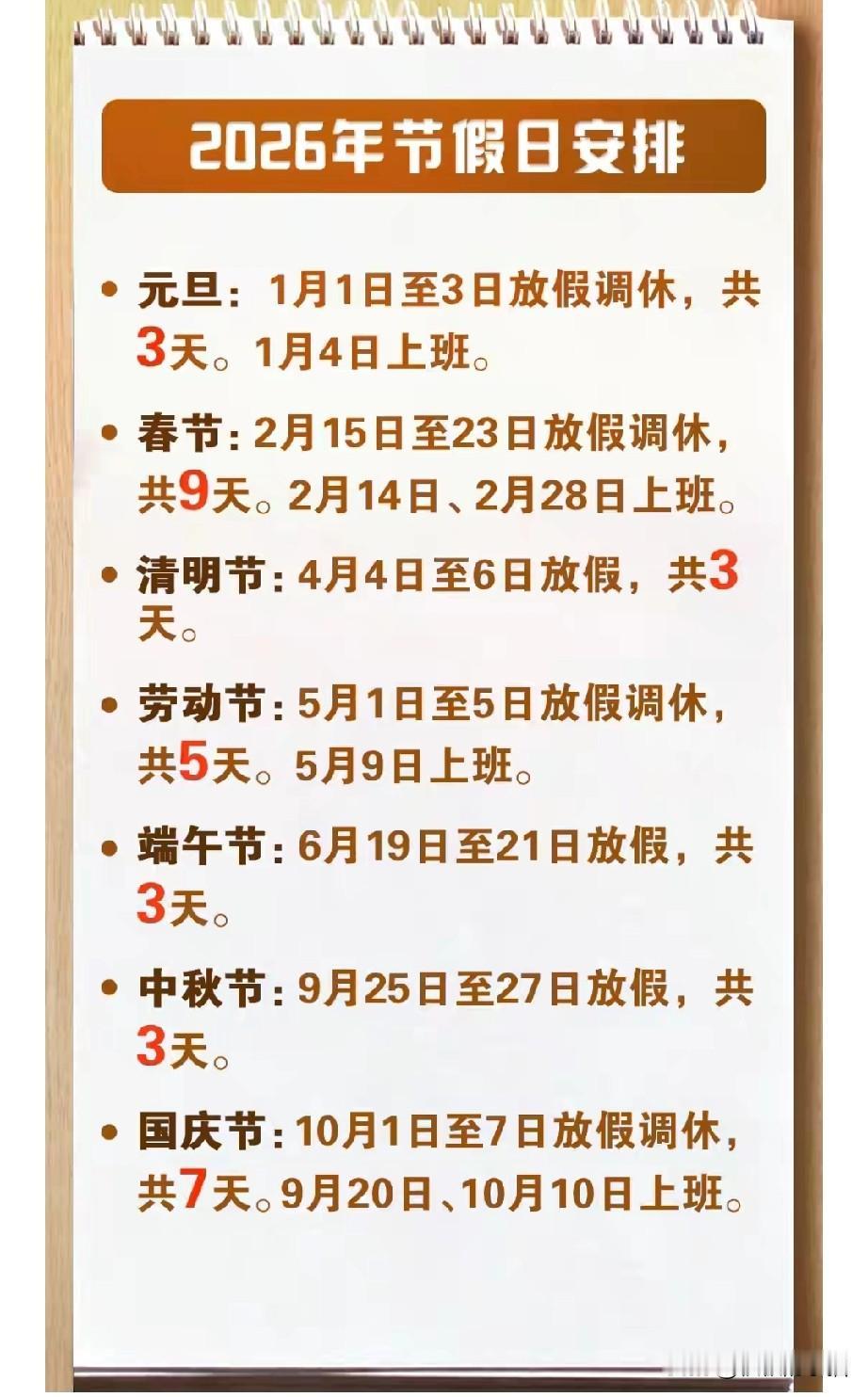 终于等来了！2026年放假安排藏着这些惊喜
 
刚刷到国务院发布的2026年放假