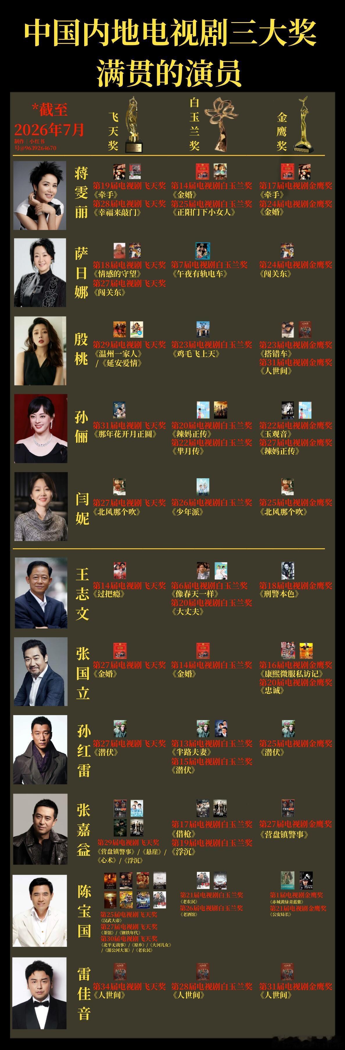 内地电视剧三大奖大满贯的得主 