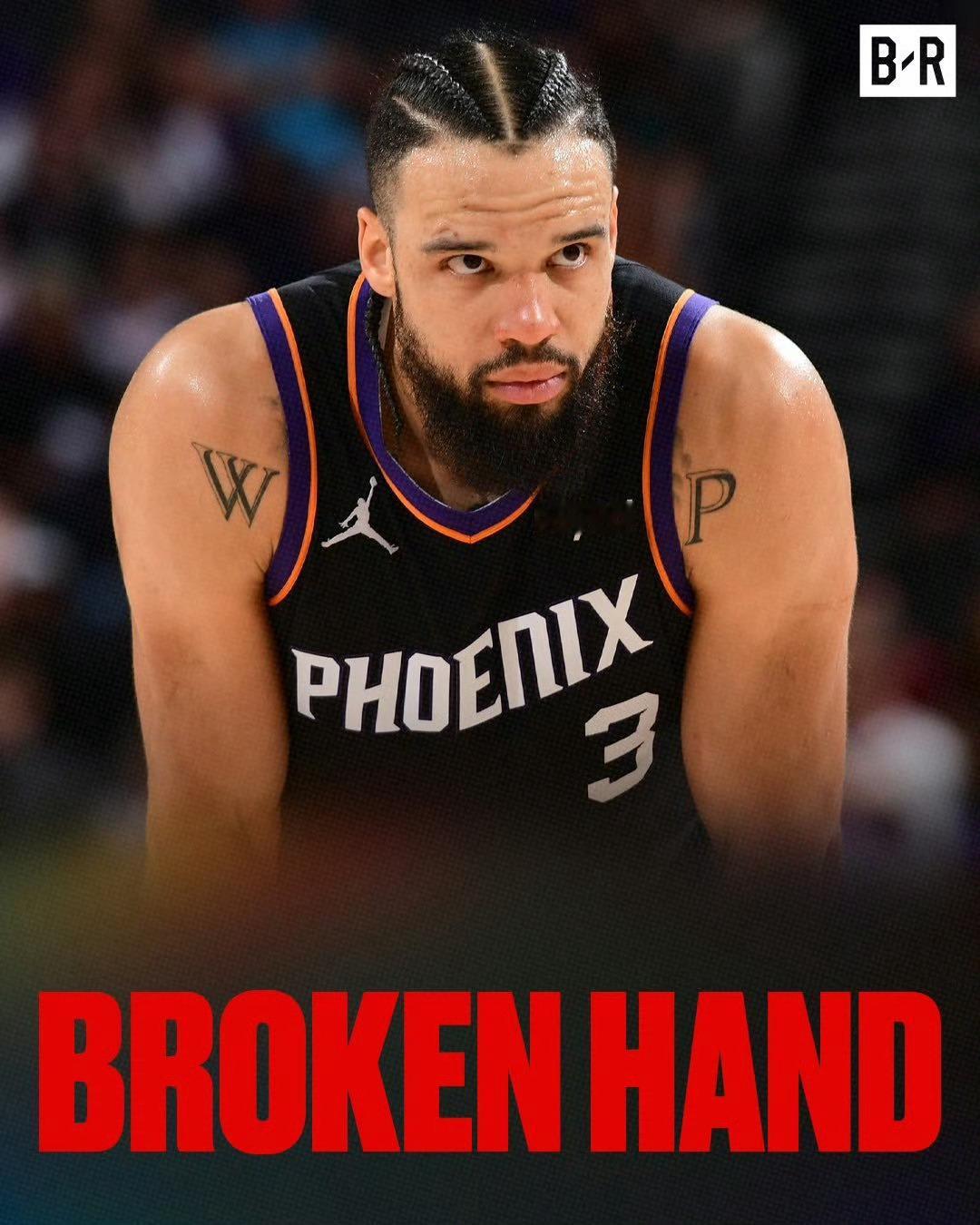 Shams权威报道：太阳前锋狄龙·布鲁克斯对阵魔术比赛中左手骨折，归期未定，将缺