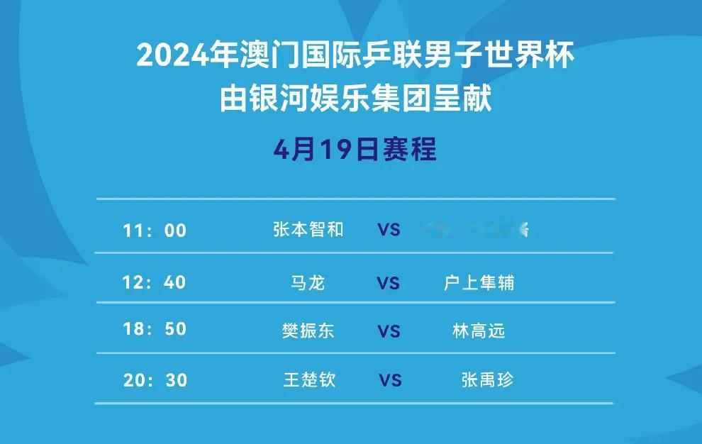 4月19日赛程！孙颖莎等国乒7将冲击四强！
#澳门世界杯# 昨日结束了八分之一决