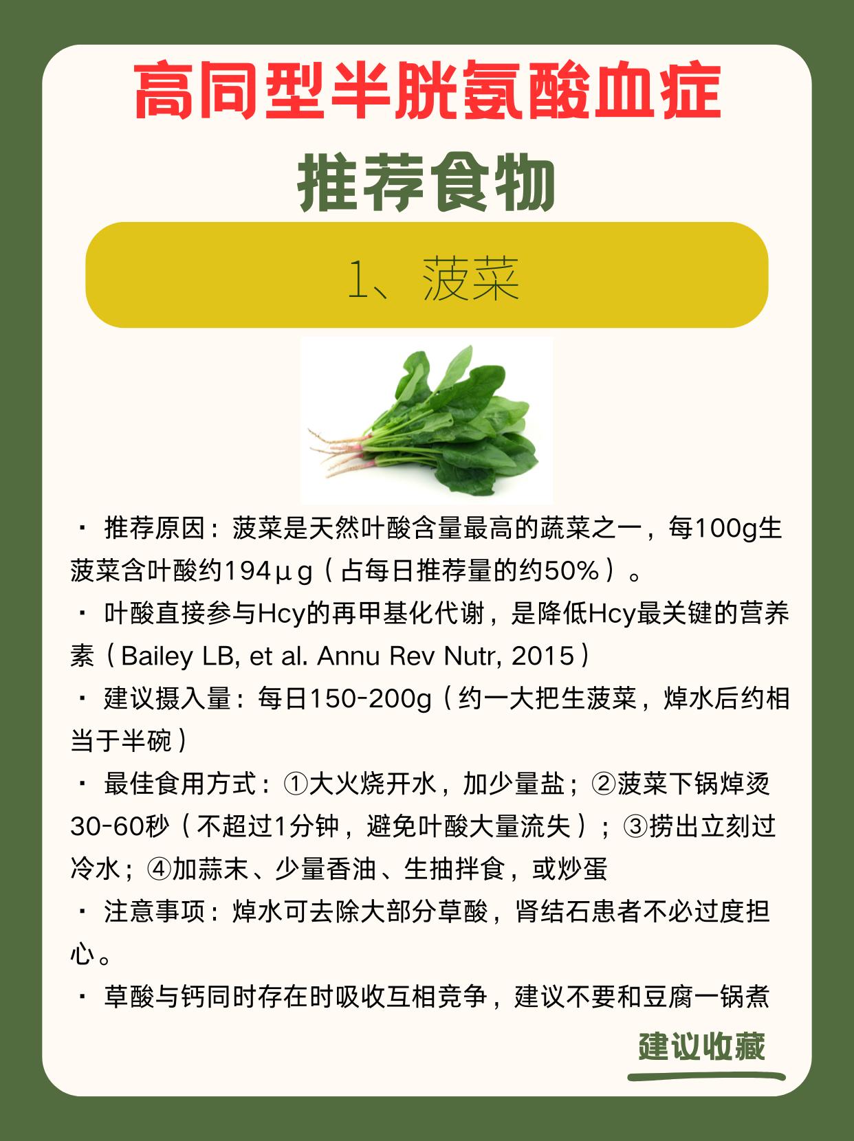 适合高同型半胱氨酸血症的8类食物
补充剂是工具，但食物才是根基。
通过食物稳定维