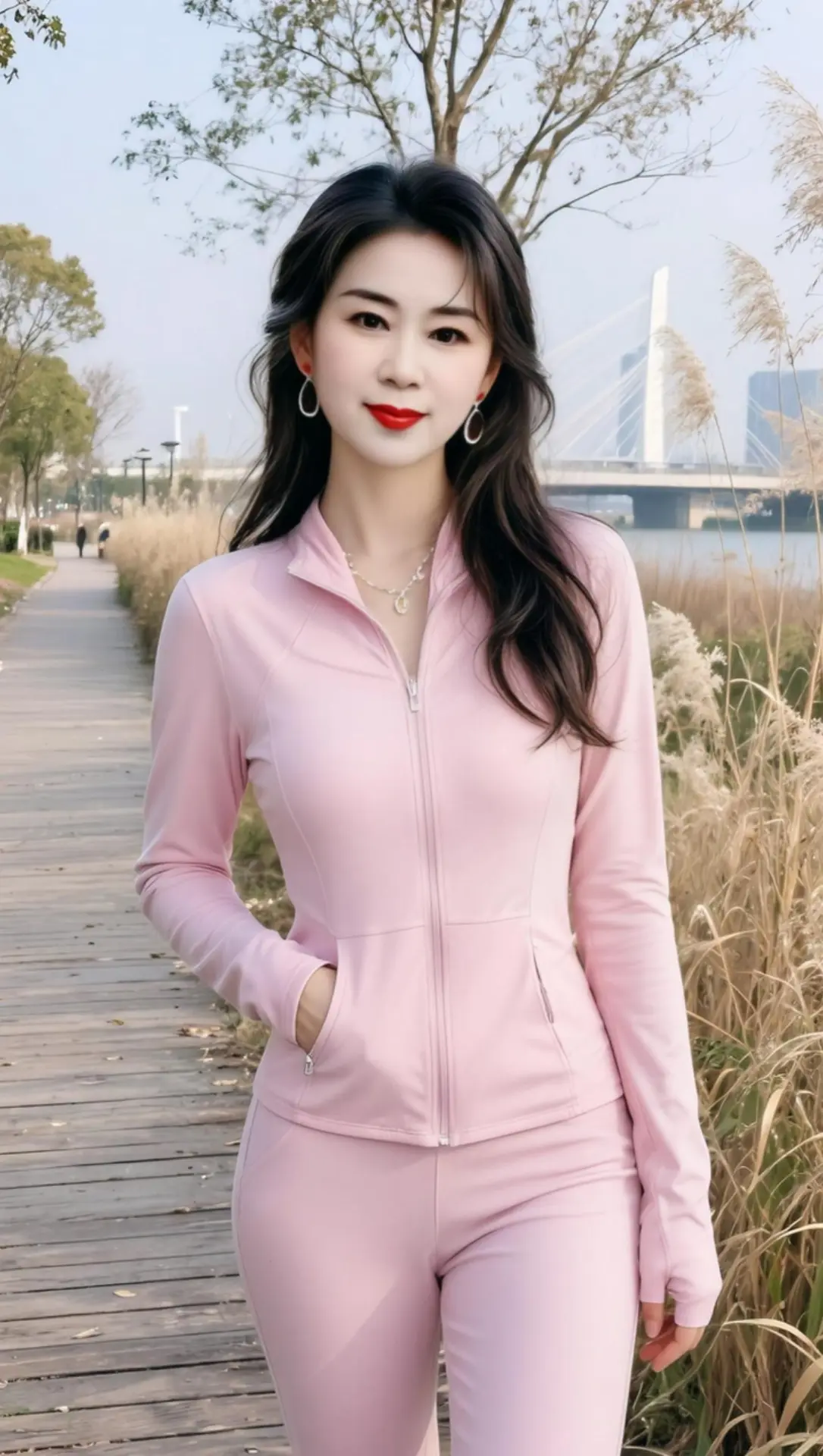 AI浅粉户外照 随变ai随便玩