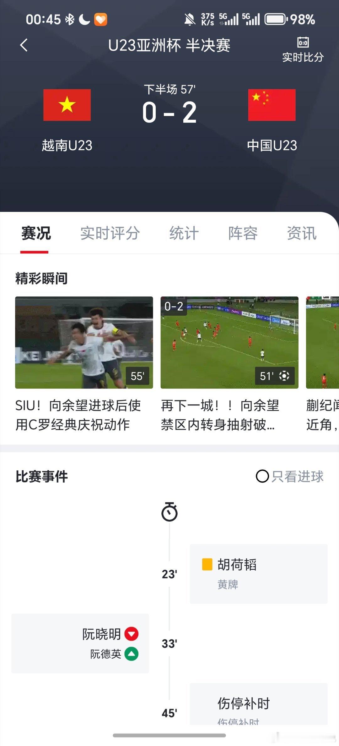 U23国足vs越南？这么猛的嘛，下半场开场10分钟国足连进两球，2比0领先，稳住