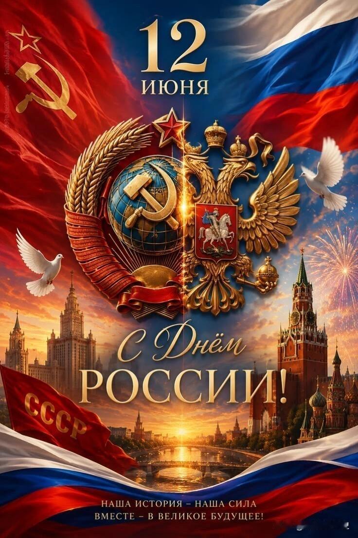 “俄罗斯日”（День России，6月12日）宣传海报，核心主题是“历史传承