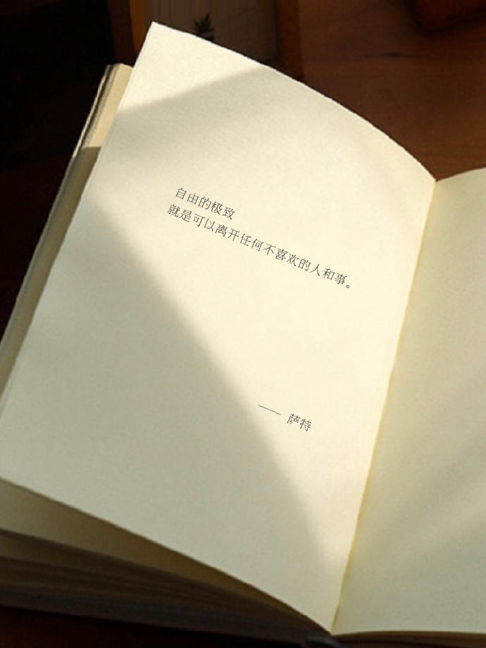 “自由的极致就是可以离开任何不喜欢的人和事” 