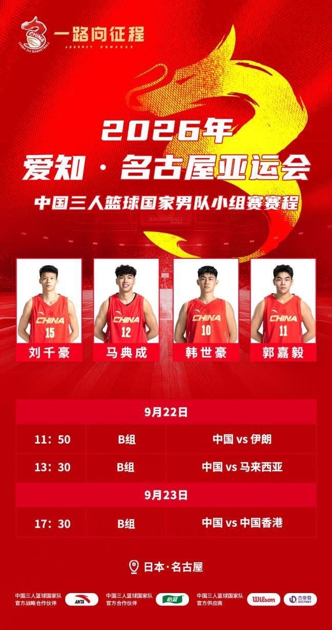 #中国三人篮球亚运会名单#中国三人篮球国家队将于9月22日-9月25日参加202