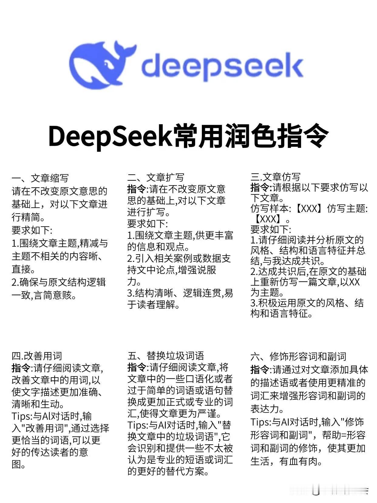 DeepSeek常用润色指令