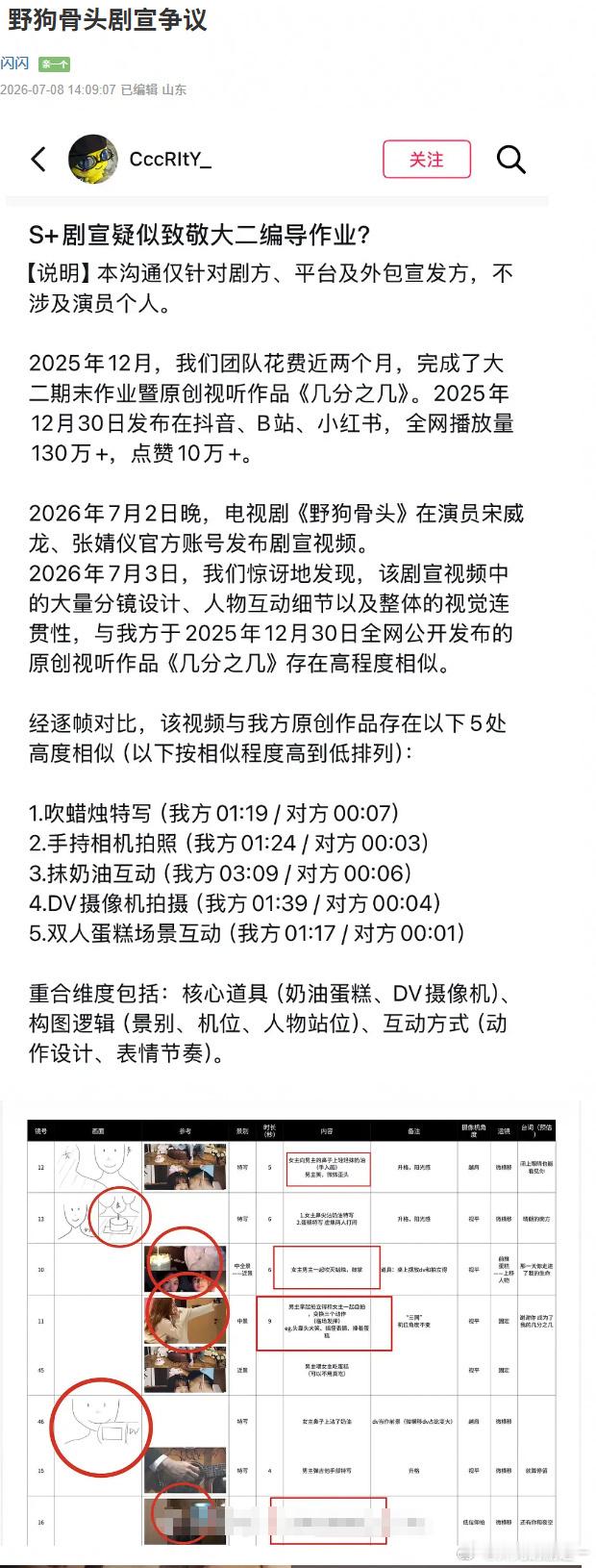 野狗骨头疑似剧宣抄袭剧宣也算抄袭？艾特一下原创算了 