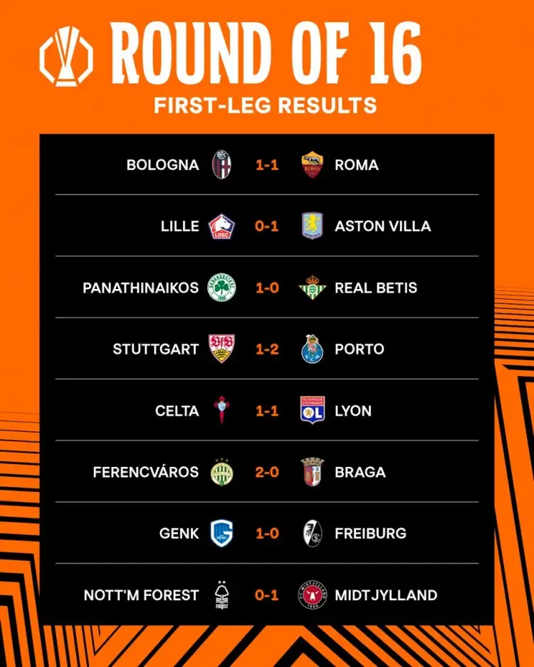 埃梅里荣光！维拉1-0客胜里尔 英超9队欧战1/8决赛首回合仅取1胜北京时间3月