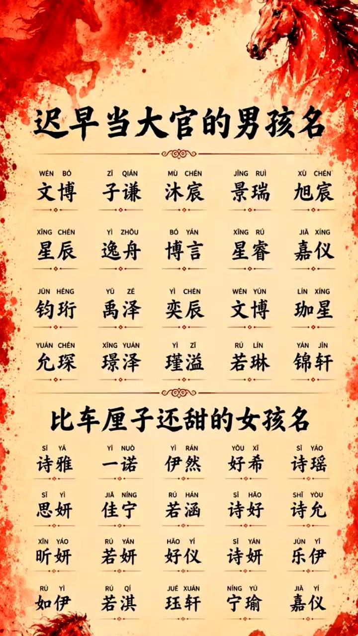 刷到一串起名清单时，笑也皱眉：女孩要“比车厘子还甜”，男孩要“迟早当大官”。
热