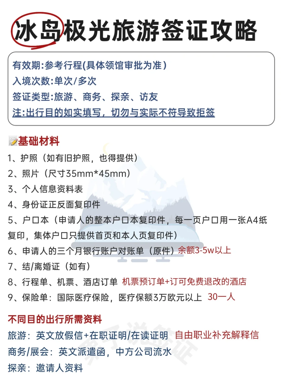 冰岛旅游签证申请材料清单，超详细！