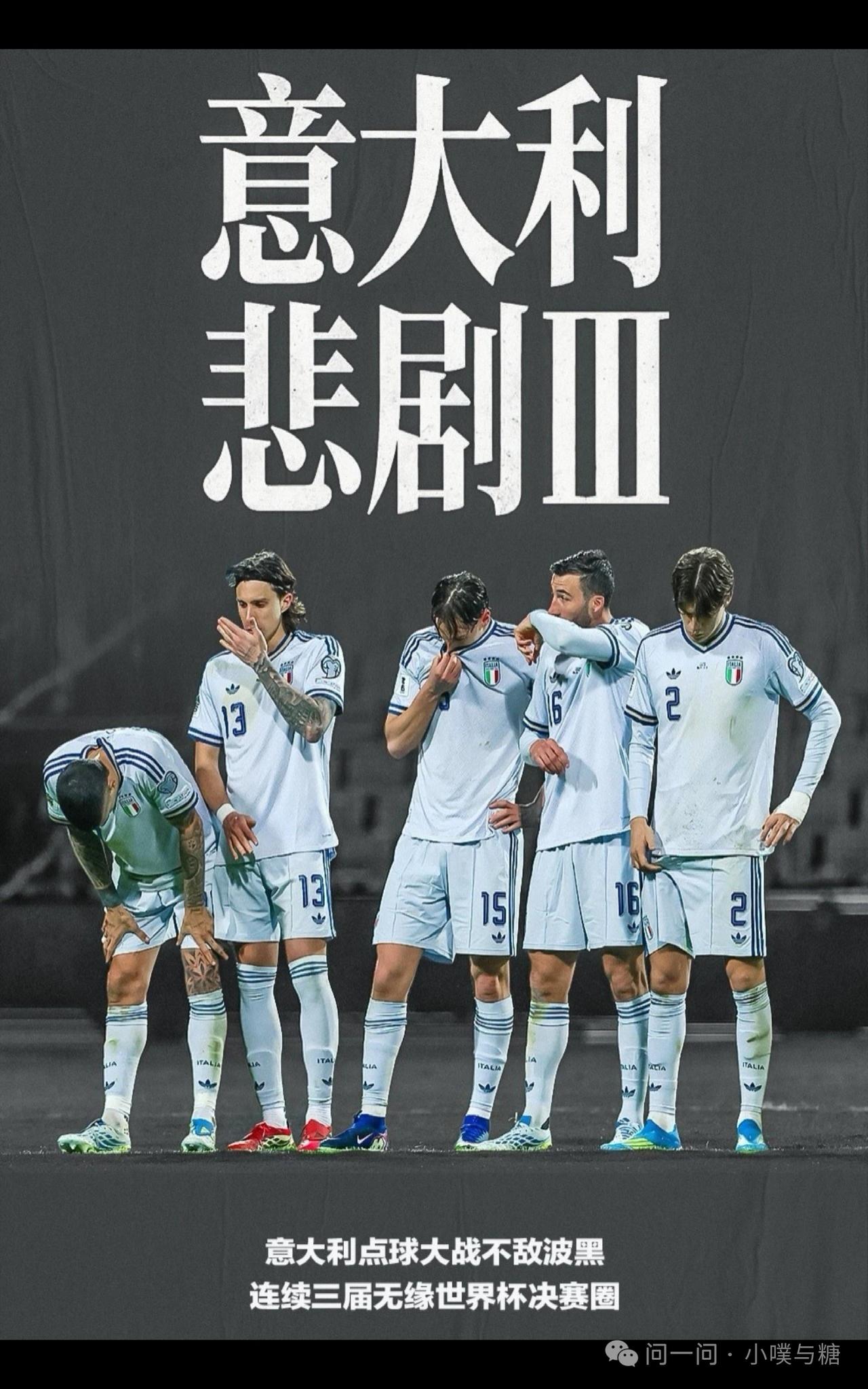 刚看到一个消息说国际足联判定波黑上场球员违规，判定意大利代替波黑参加世界杯。
真