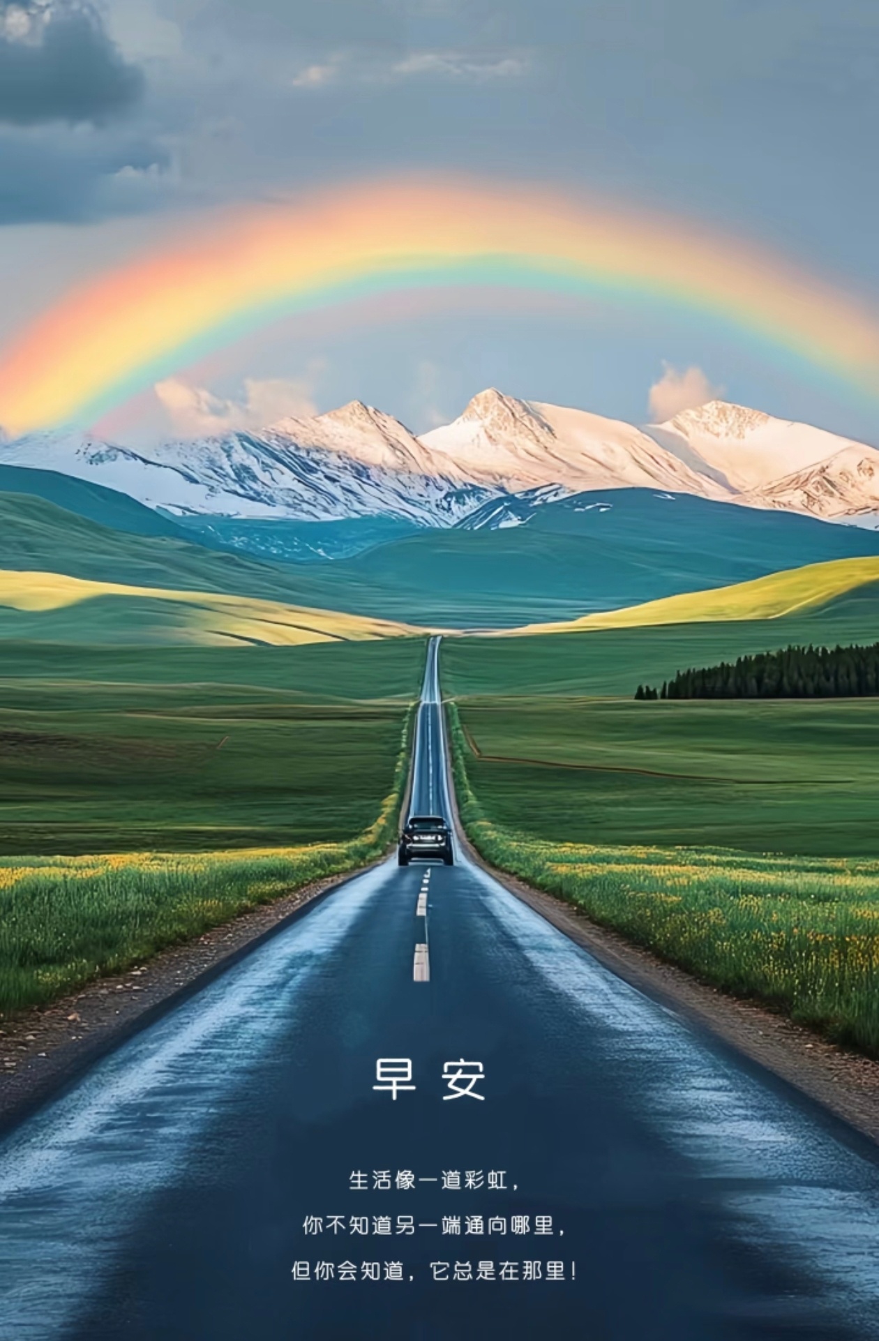 早安！生活像一道彩虹，你不知道另一端通向哪里，但你会知道，它总是在那里！ 