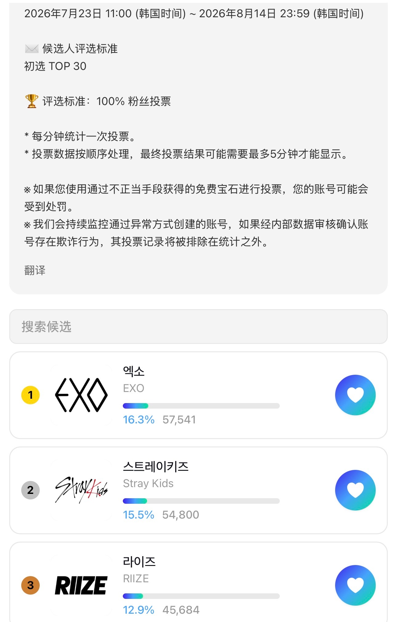KWDA因为海外粉想投，最近也一直号召，因此在这里发一次微博号召给团投票，投票a
