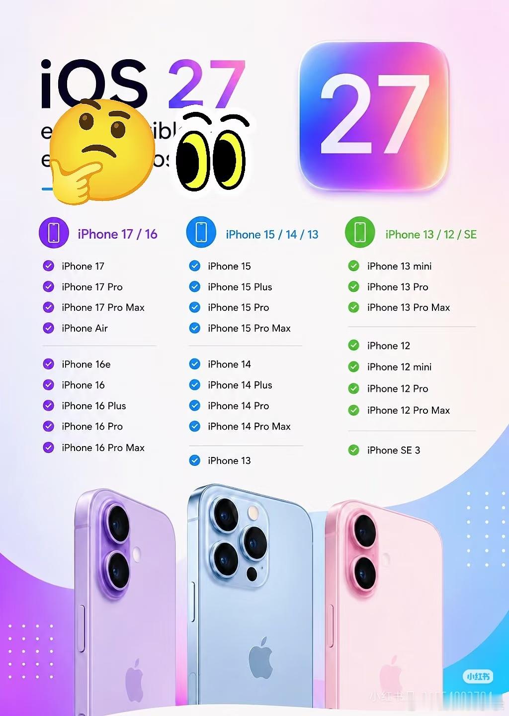 iOS27 将支持这些机型，你的爱机支持吗🤣 