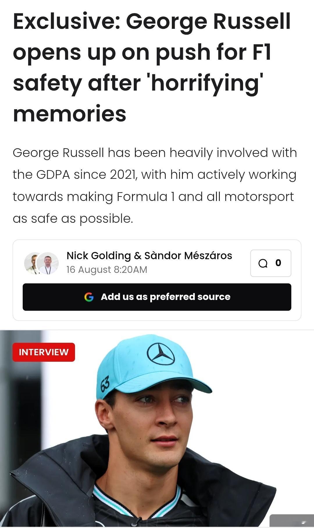 RacingNews365独家采访 - George Russell谈推进F1安