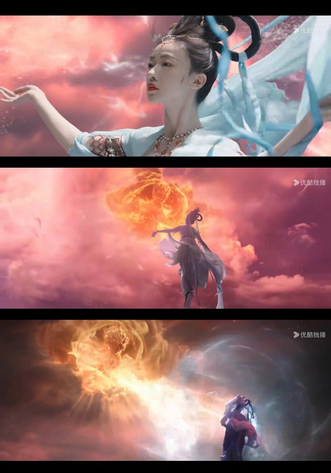 《墨雨云间》飞天神女秒变科幻片，具象化了两个人弹古筝听者的感受吧，不然也体现不了