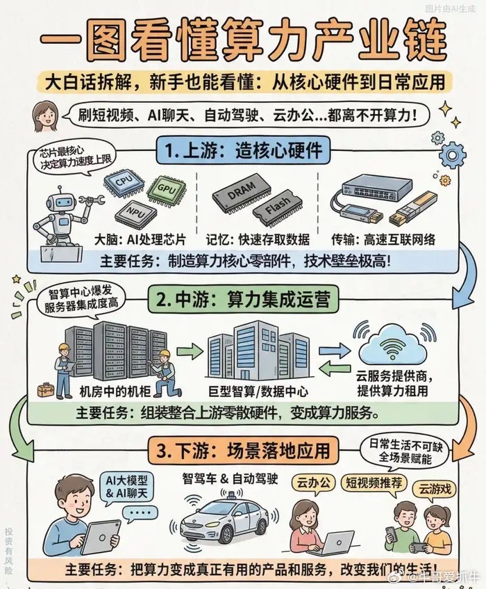 AI算力产业链全板块完整拆解，光模块、PCB唯二中国垄断赛道！一、上游：核心元器
