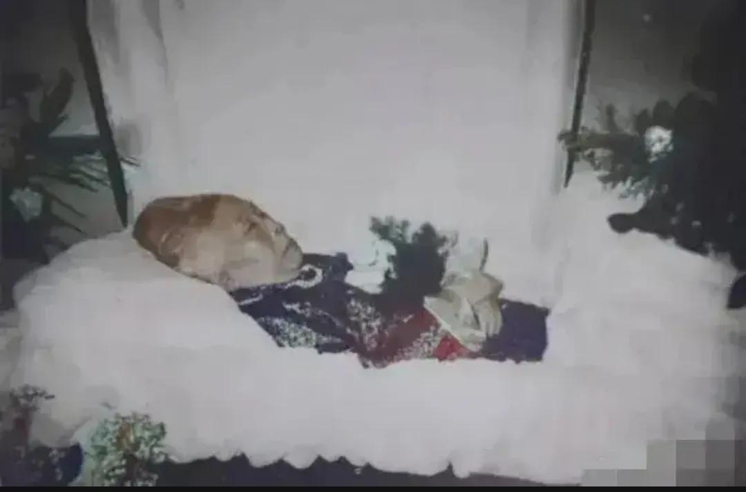 1997年，吴健雄留下的最后遗容，这一张照片拍摄于她的告别仪式上，镜头中的她穿着