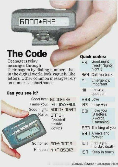 很早的数字传呼机代码含义，相当于现在的颜文字吧OTZ老物件 英语学习 冷知识百科