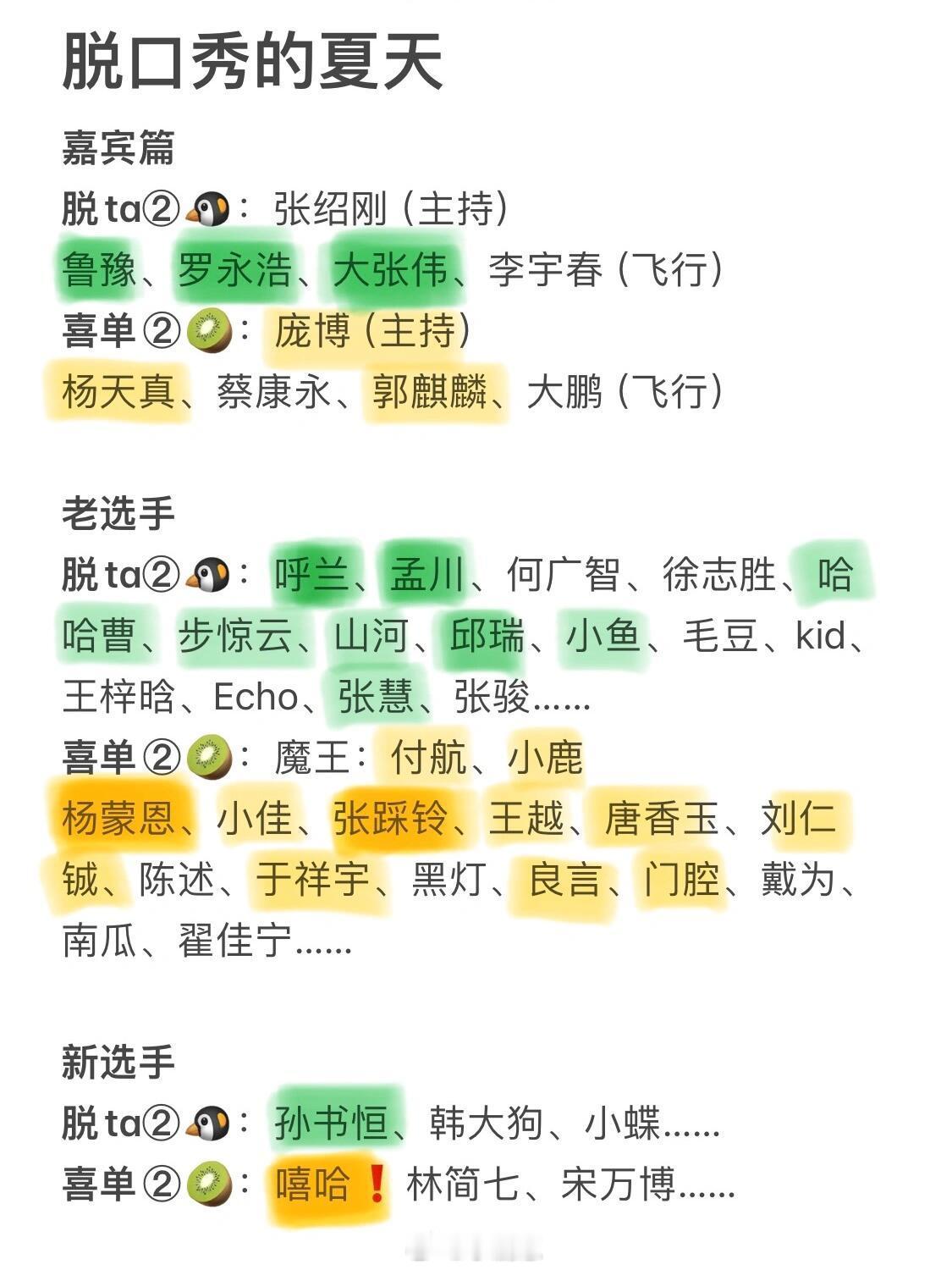 脱口秀军训倒计时❗今年这么猛么脱口秀的夏天又要来了！两档节目都开录了，看了各方r