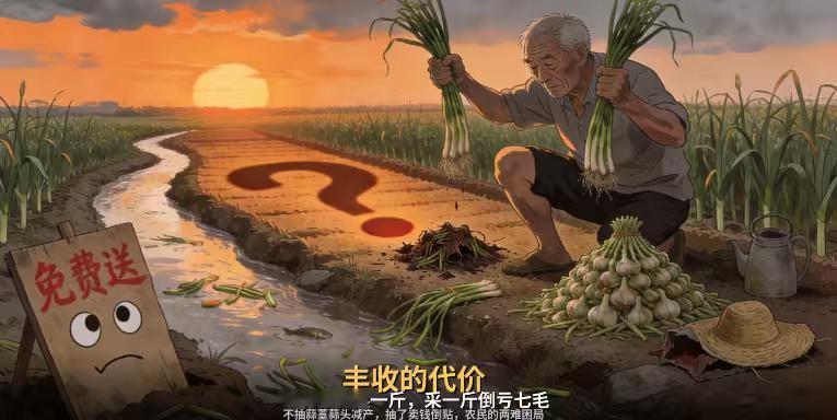 一元一斤没人要！河南蒜薹价格“塌方”，农民：抽一斤亏一斤
一毛钱一斤，抽出来还不