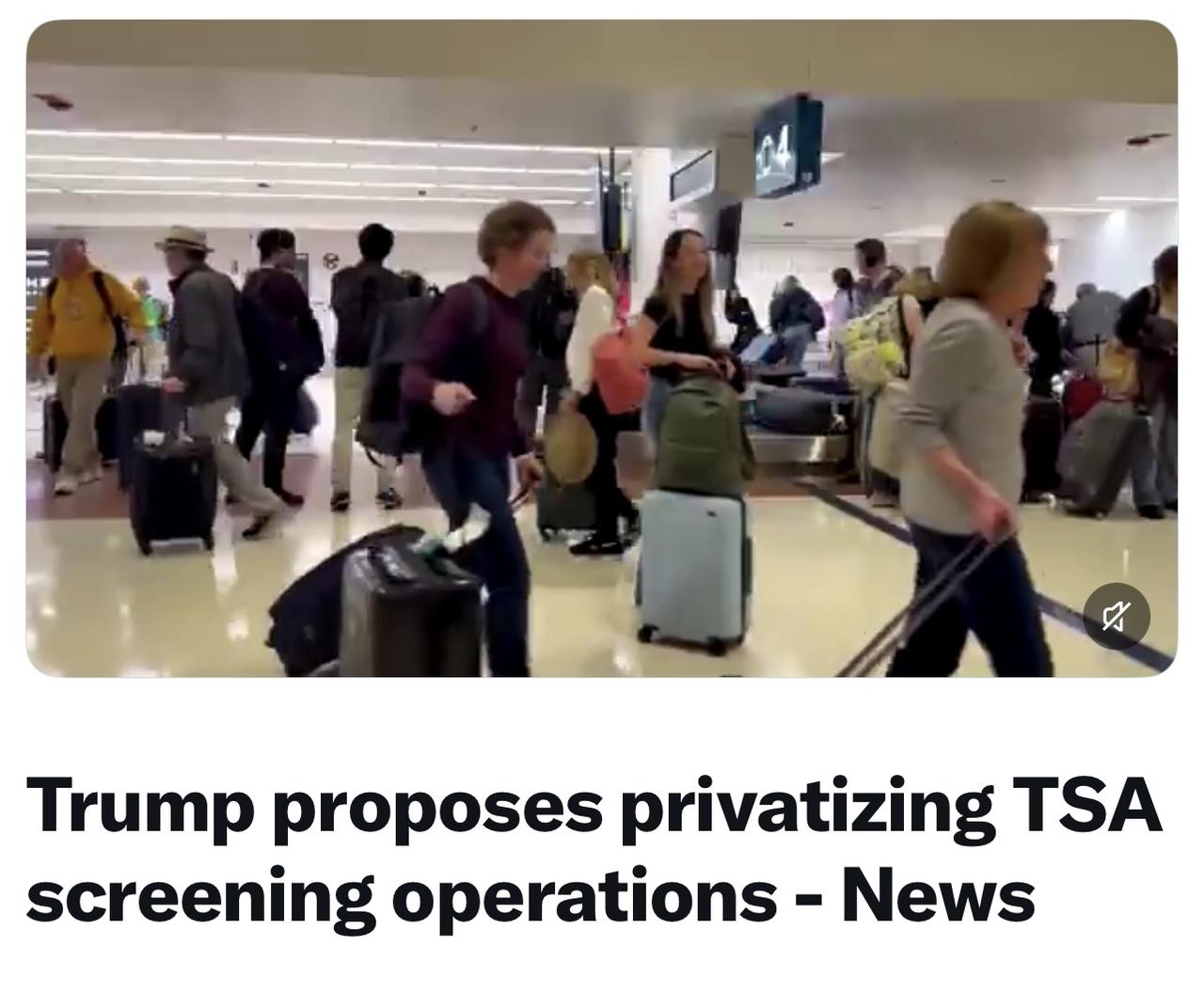 美国总统唐纳德·特朗普提议将运输安全管理局（TSA）负责的机场安检业务私有化，以