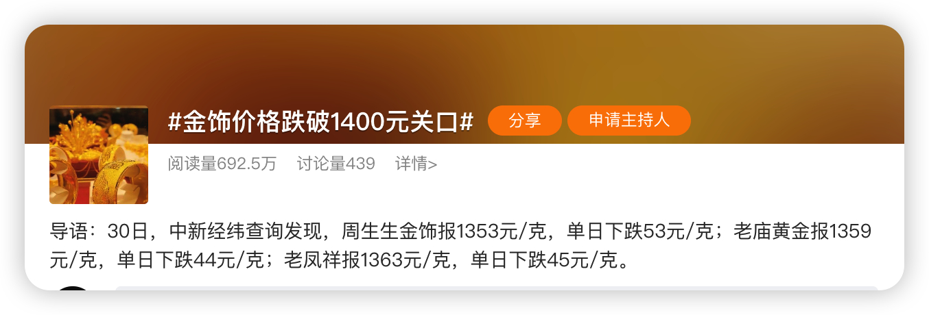 跌也上热搜，涨也上热搜，贵金属算是最近的绝对热门话题。最近真就像过山车，29 号