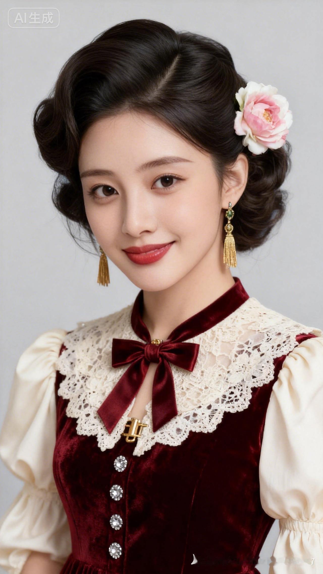 复古少女风，精致妆容与优雅发饰相得益彰，尽显古典魅力！🌸💍