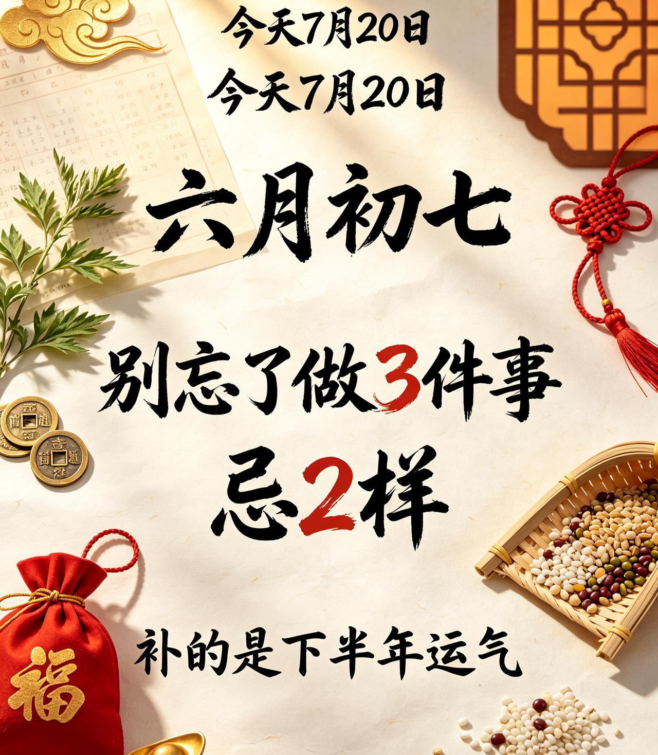 【7月20日｜六月初七：天门开，做半年，这三样比转发锦鲤管用】

昨天我妈大清早