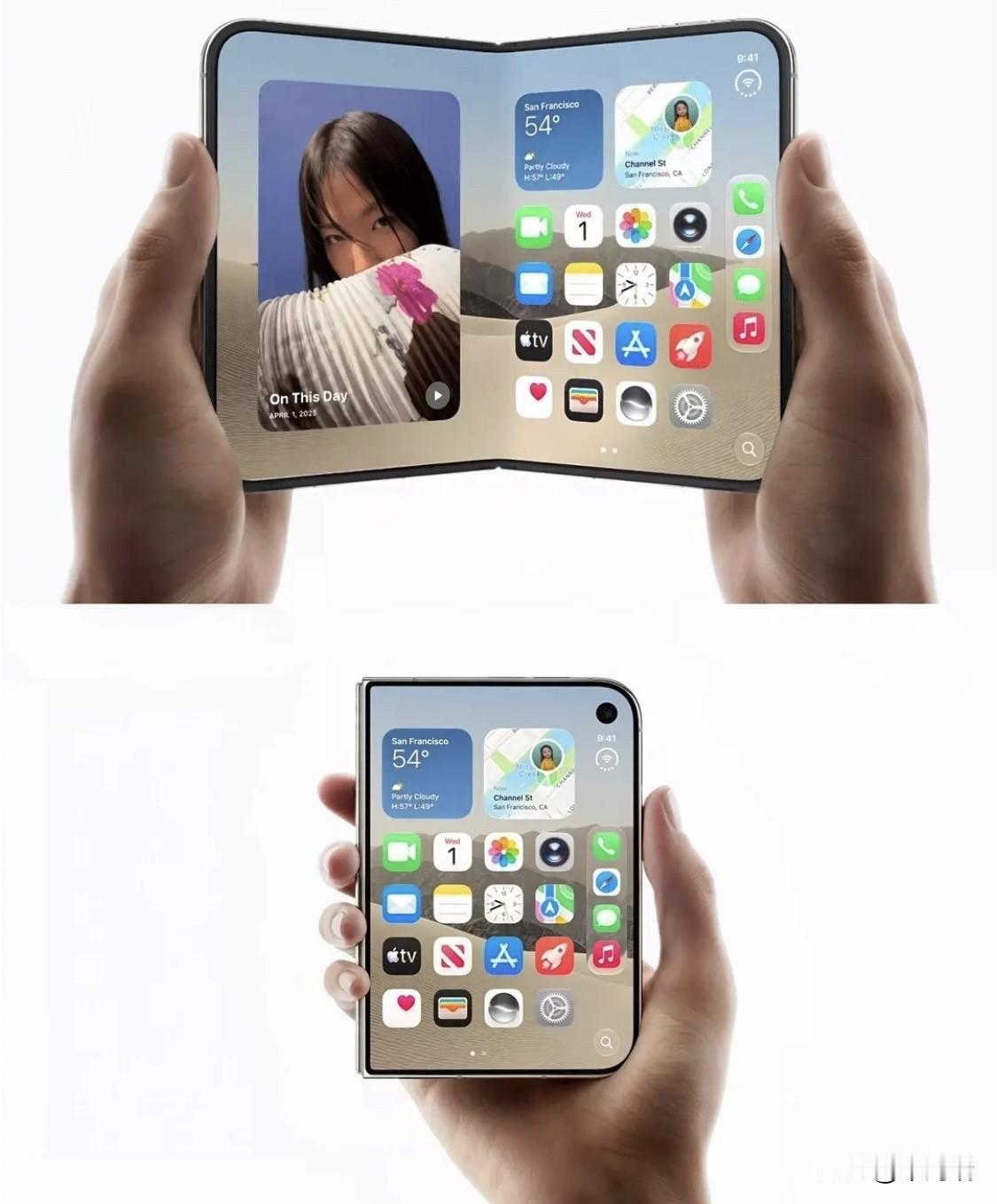 苹果今天凌晨发布了首款折叠屏手机，手机命名为iPhone Duo。
iPhone