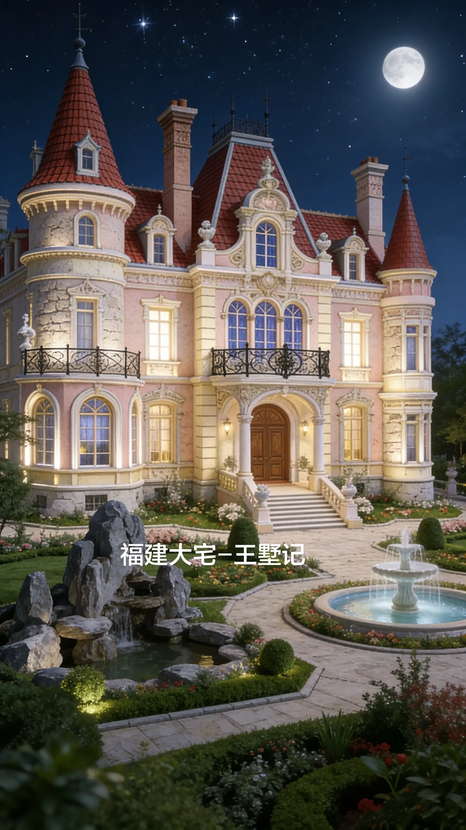 城堡。一座梦幻城堡，有图纸别墅