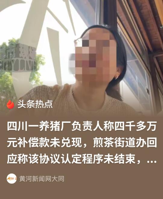 四川成都，一男子办的养猪场被铁路划入征地范围，街道办承诺给他4200万补偿，表示