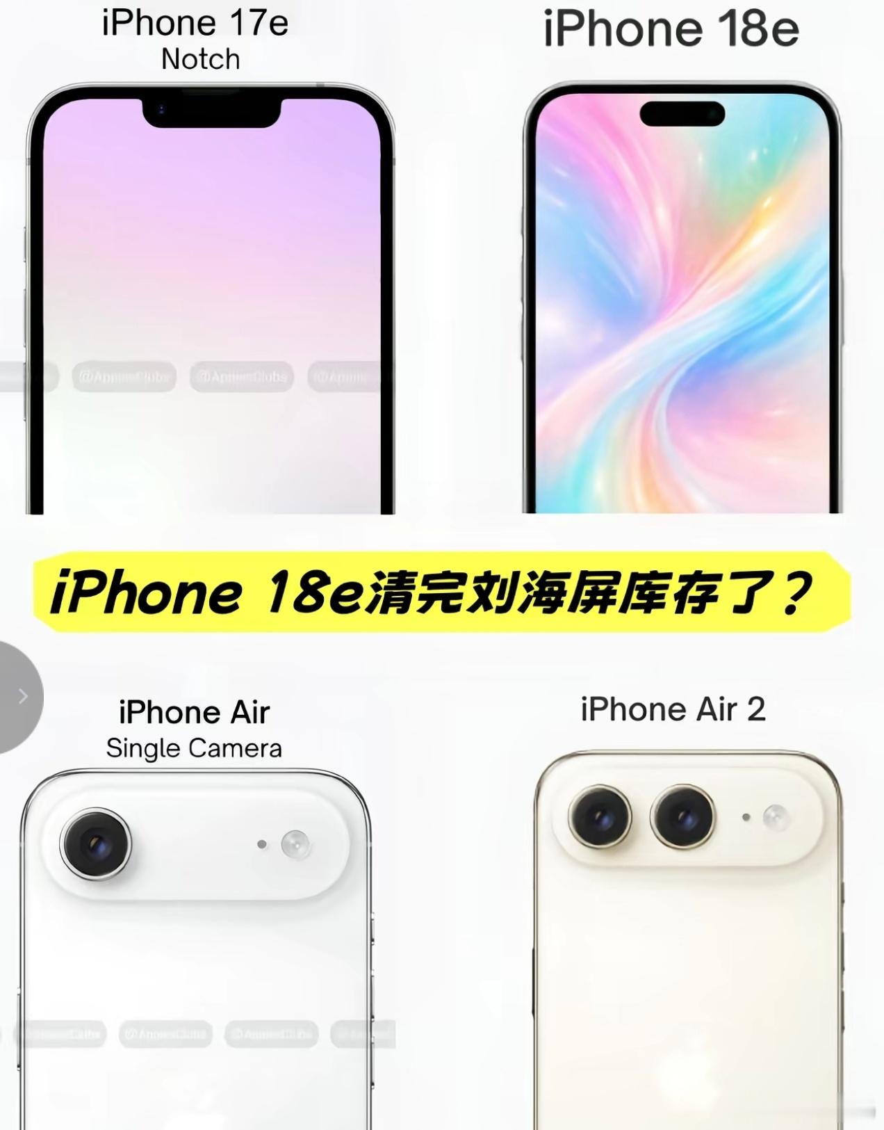 iPhone18e曝光新款已经不是刘海屏了，处理器A20，但是屏幕依旧是60Hz
