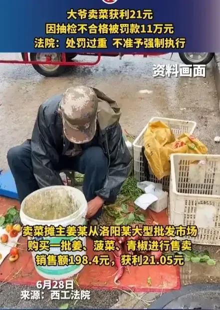 卖菜大爷被罚款11万元打了谁的脸。首先，如果是农残超标，执法机关首先不去追根溯源
