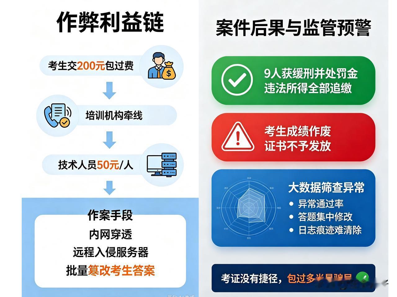 50人考试149人通过！考场黑幕曝光：后台篡改答案，9人团伙获刑

一场普通的职