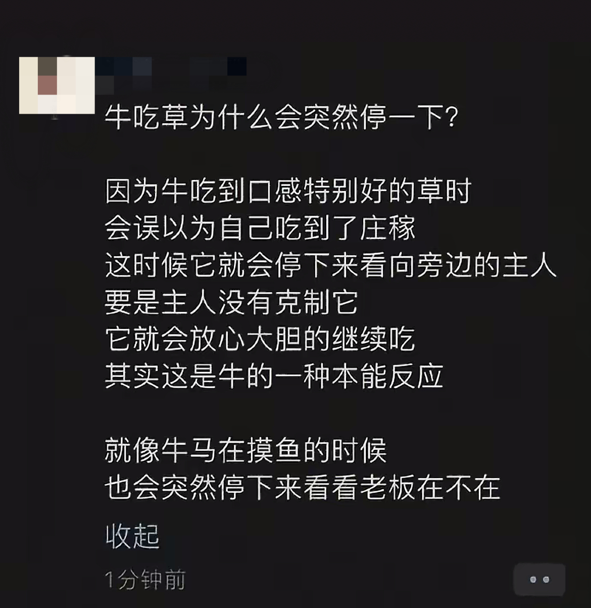 牛吃草为什么会突然停一下？ ​​​