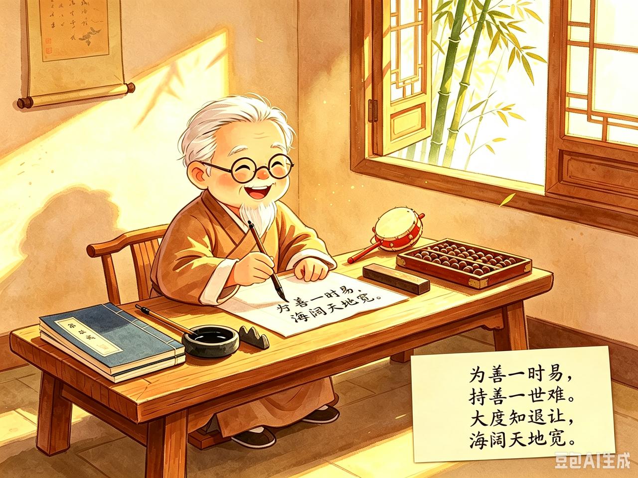 小故事
  过    桥

昔有一位绅士，
行至河水岸边。
一道独木小桥，
尺余