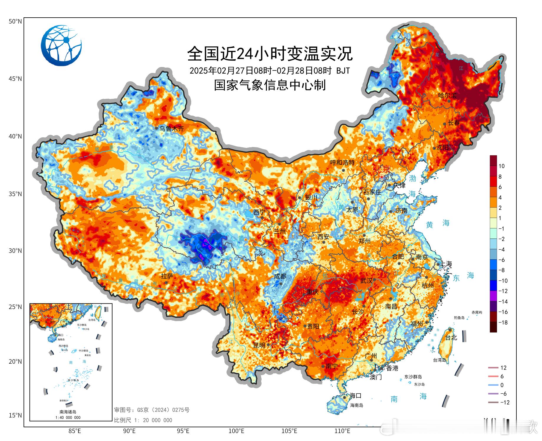 【大回暖】今晨我国大部地区继续回暖，东北在南风推动下，升温尤其明显。黑龙江七台河