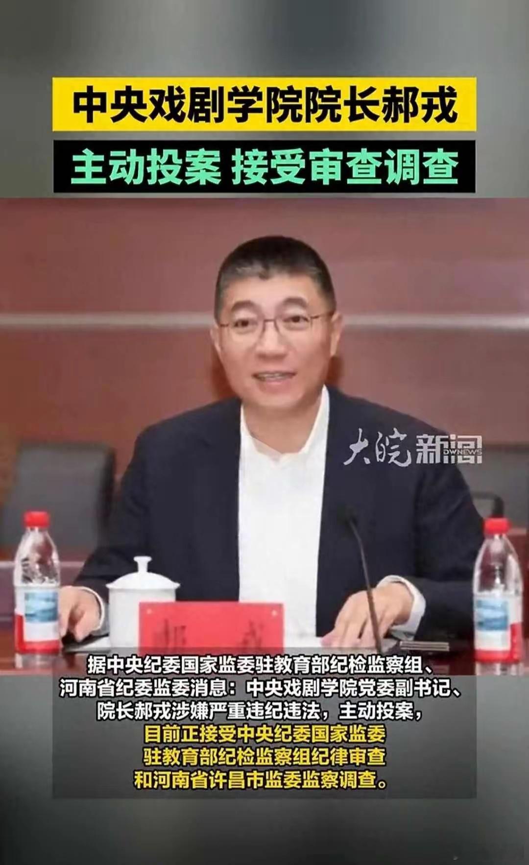 中央戏剧学院撤下郝戎简历教表演的院长把“主动投案”演成了职业生涯最后一场戏，可惜