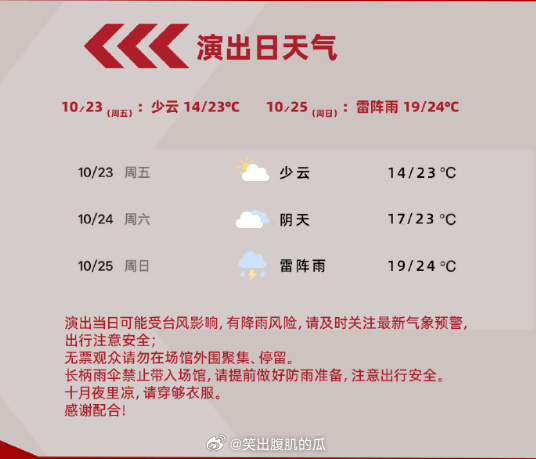 肖战演唱会观影须知还有天气预报肖战演唱会把当天天气预告都标出来了这种面面俱到的观