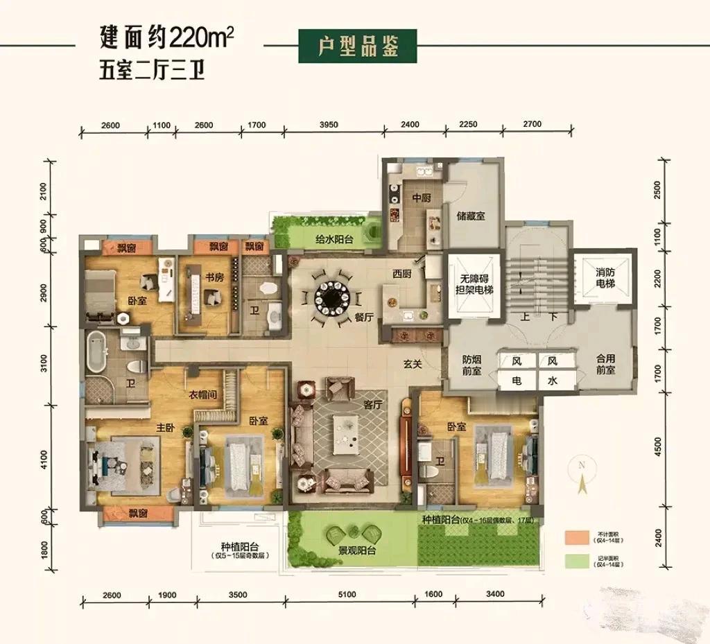 难道这就是年度最经典的220多平米的大平层户型吗？高度达到7m的华丽空中阳台，完