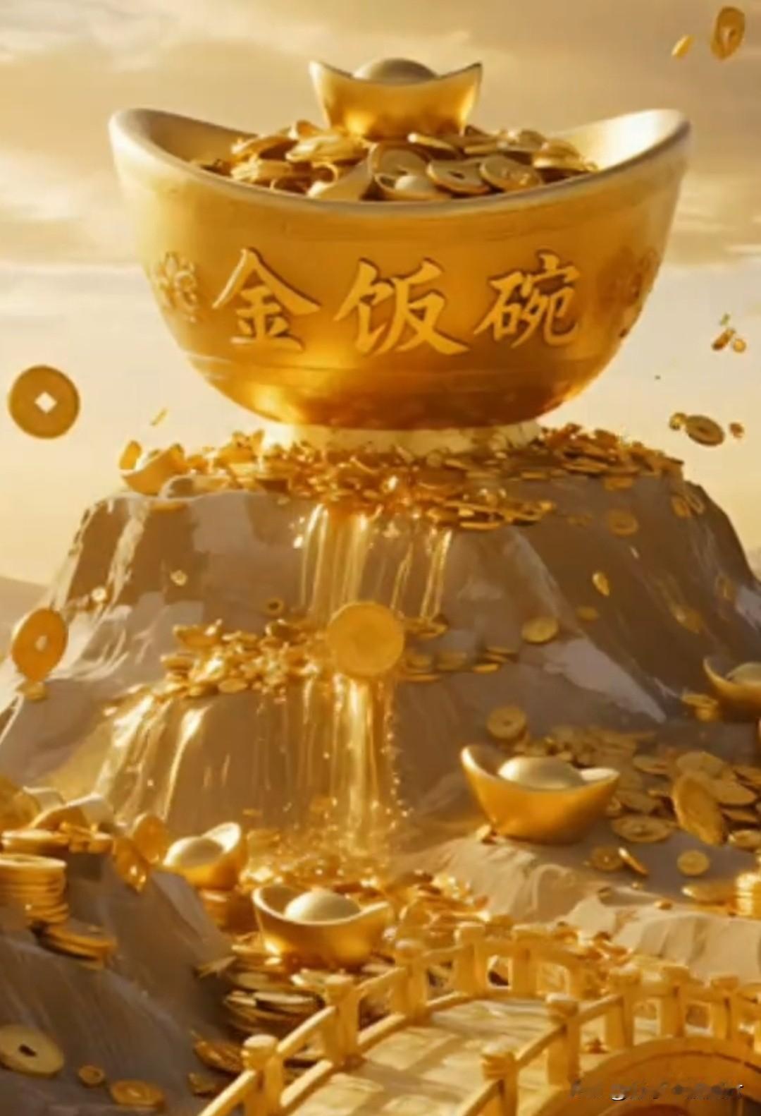 金碗盛财，财源倾泻，愿事业兴旺，财运亨通。