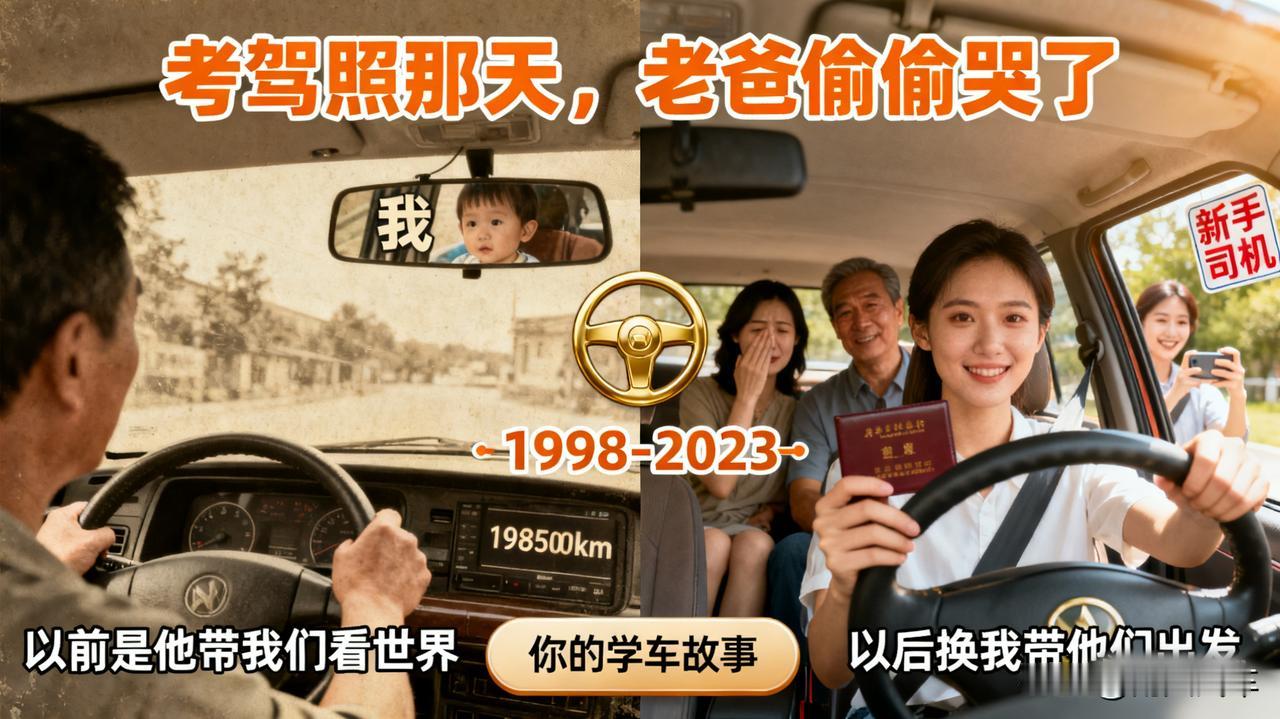 考下驾照那天，我爸偷偷哭了。

后来我妈告诉我，我爸是高兴，说“以后家里终于有个