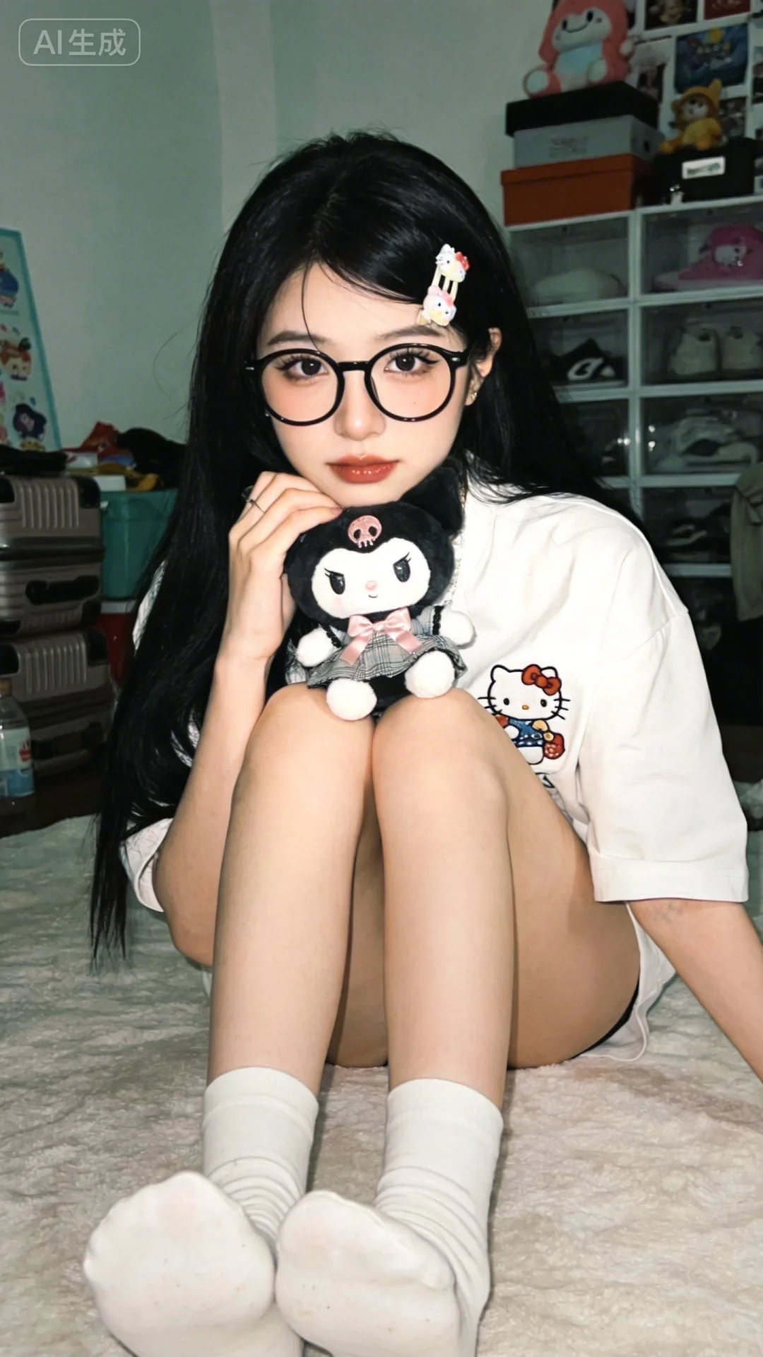 一位长发及腰模样可爱的女生，构图随意却尽显生活中的绚丽日常，人像摄影...