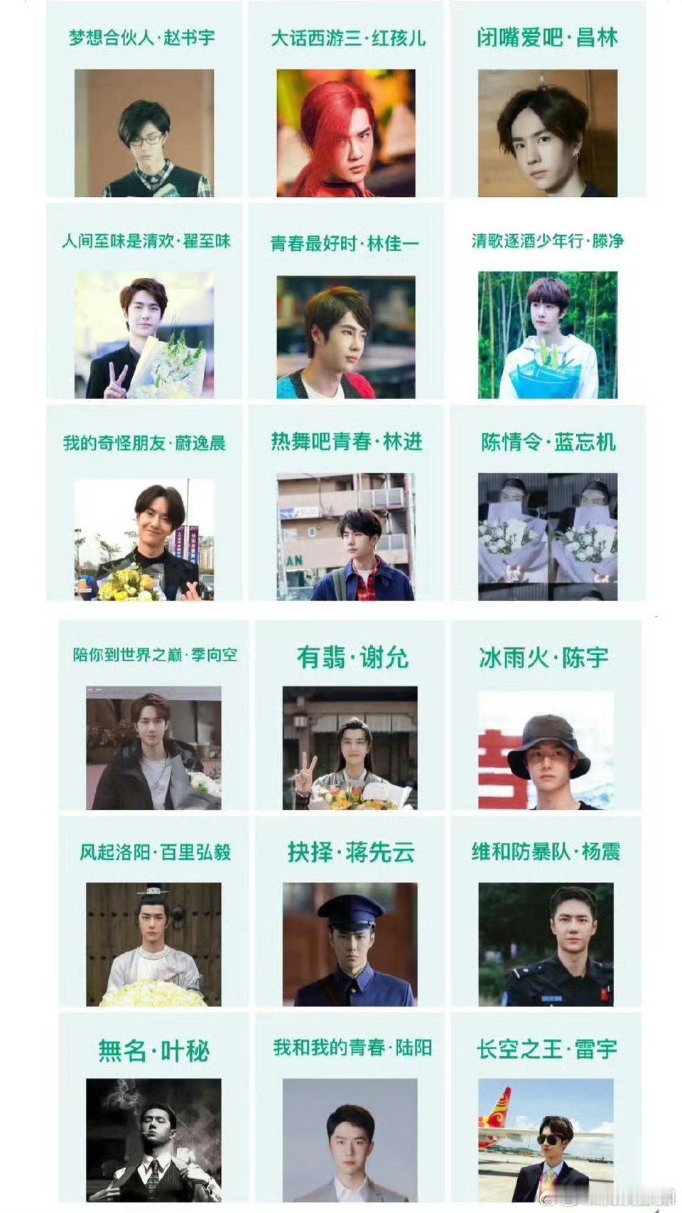 王一博出道11年20个角色，十一如一期待更多精彩的作品[哈哈] ​ ​​​